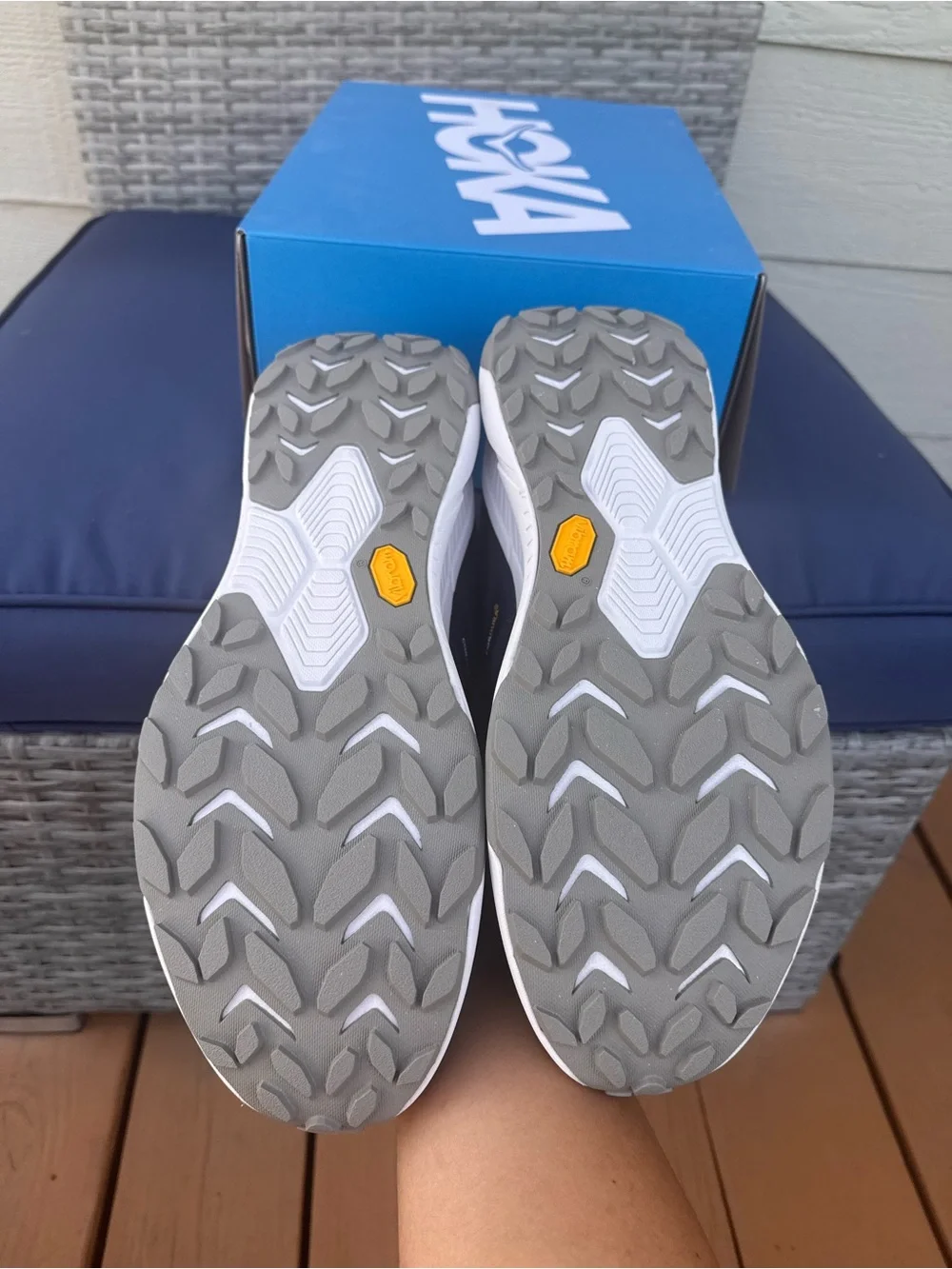 Hoka Men's Navy and White Trail Running Shoe